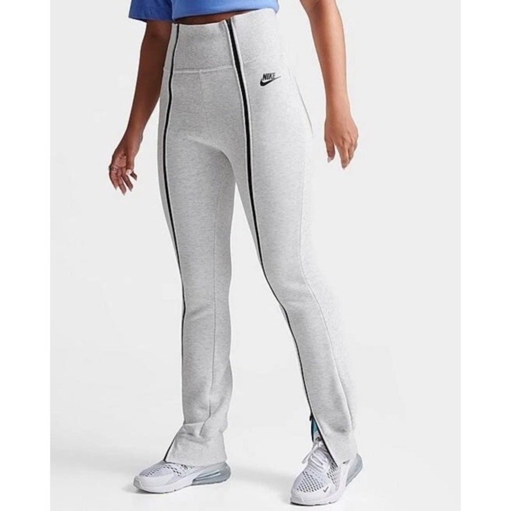 Nike Women's Tech Fleece High-Waisted Slim Zip Pants Light Grey/Black XS